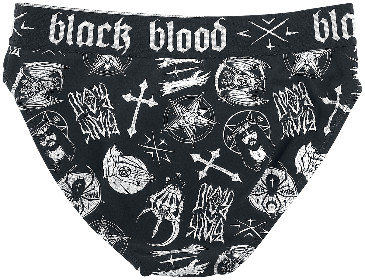 Bas de bikini Gothic de Black Blood by Gothicana - Bas de bikini avec symboles occultes - S à XXL - pour Femme - noir - Black Blood by Gothicana - View 2
