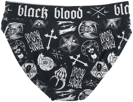 Bas de bikini Gothic de Black Blood by Gothicana - Bas de bikini avec symboles occultes - S à XXL - pour Femme - noir - Black Blood by Gothicana - View 2
