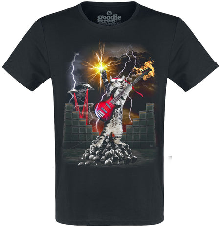 T-Shirt Manches courtes Fun de Goodie Two Sleeves - Heavy Metal Cat - S à 5XL - pour Homme - noir - Goodie Two Sleeves