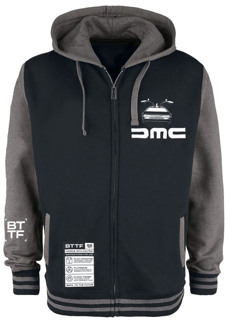Sweat-shirt zippé à capuche  de Retour Vers Le Futur - Delorean - S à XXL - pour Homme - noir/gris foncé - Retour Vers Le Futur
