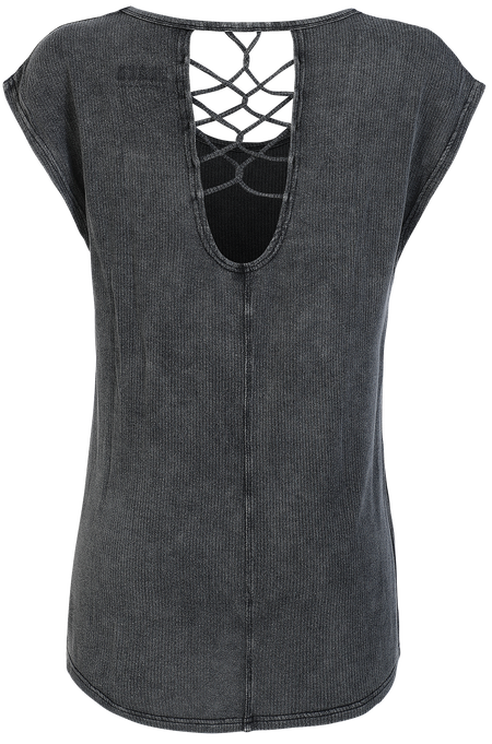 T-Shirt Manches courtes  de Black Premium by EMP - T-Shirt Bandes Décoratives Dans le Dos - XS à XL - pour Femme - noir - Black Premium by EMP - View 2