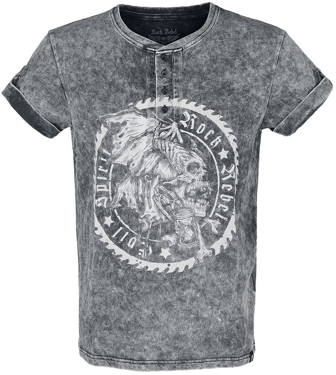 T-Shirt Manches courtes  de Rock Rebel by EMP - T-shirt Vintage Boutonné - S à 5XL - pour Homme - noir - Rock Rebel by EMP