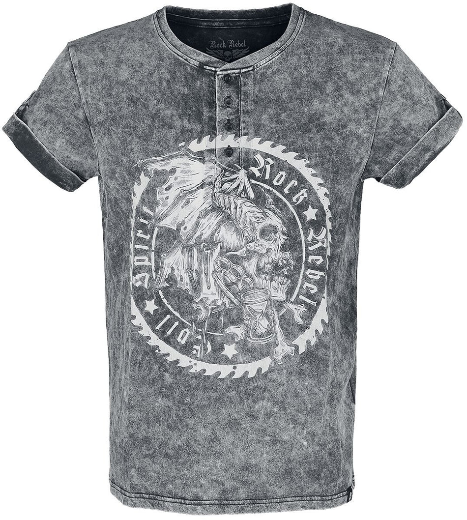 T-Shirt Manches courtes  de Rock Rebel by EMP - T-shirt Vintage Boutonné - S à 5XL - pour Homme - noir - Rock Rebel by EMP