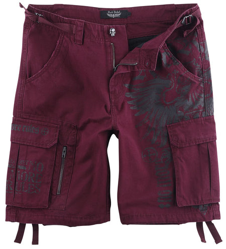 Short  de Rock Rebel by EMP - Short Rouge Foncé Imprimé - S à XXL - pour Homme - bordeaux - Rock Rebel by EMP