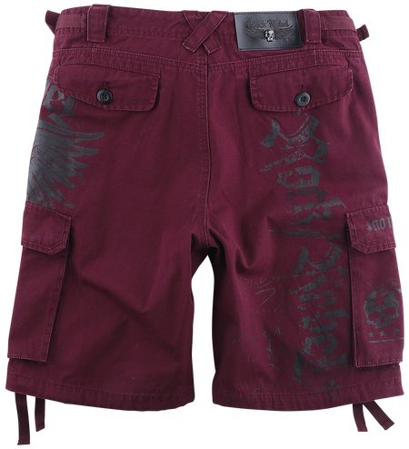 Short  de Rock Rebel by EMP - Short Rouge Foncé Imprimé - S à XXL - pour Homme - bordeaux - Rock Rebel by EMP - View 2