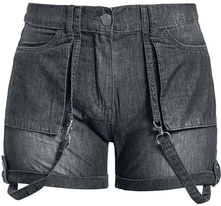Short  de Collection EMP Stage - Short avec broderie rock hand - 27 à 31 - pour Femme - noir - Collection EMP Stage