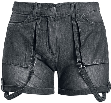 Short  de Collection EMP Stage - Short avec broderie rock hand - 27 à 31 - pour Femme - noir - Collection EMP Stage