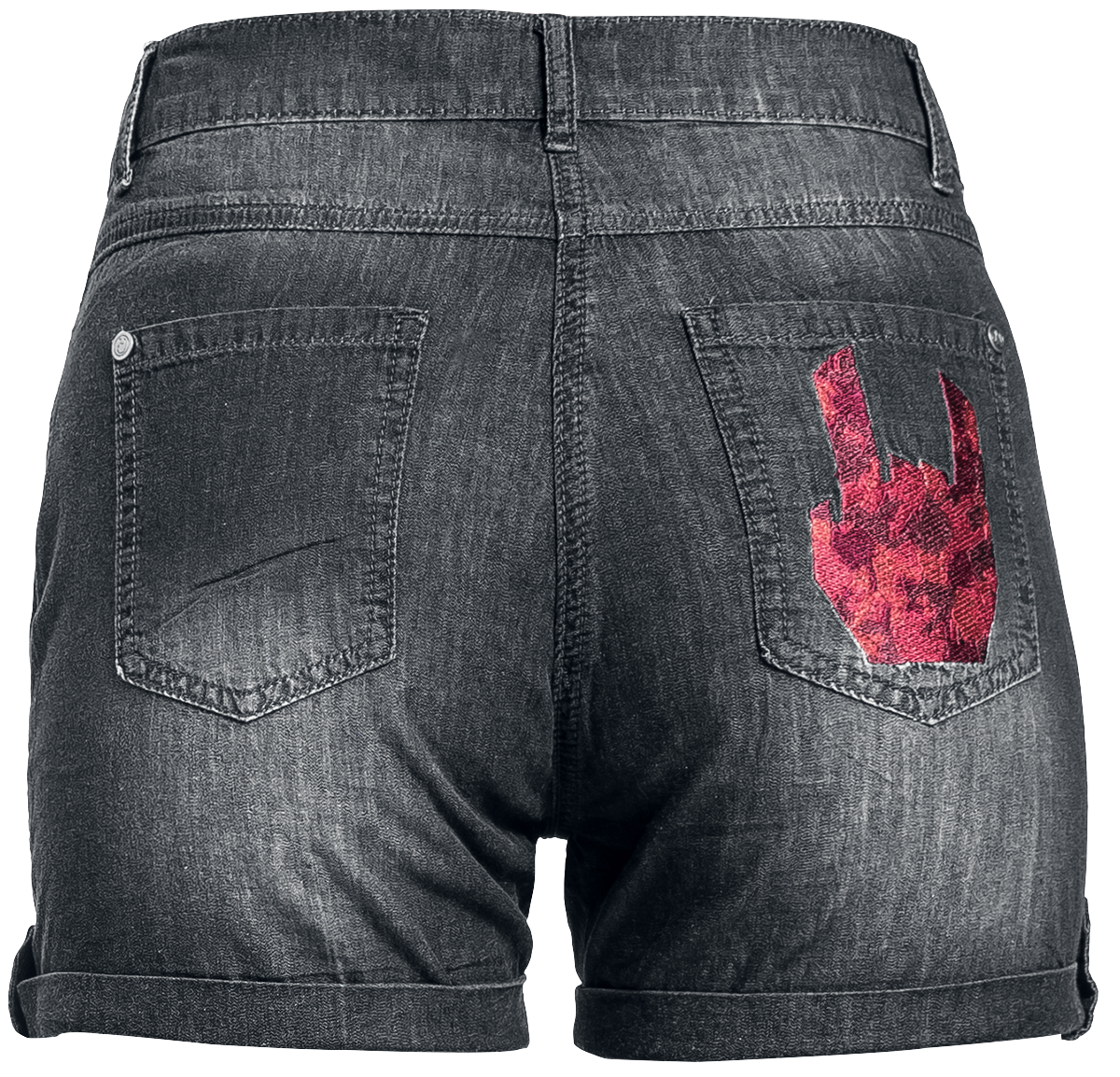 Short  de Collection EMP Stage - Short avec broderie rock hand - 27 à 31 - pour Femme - noir - Collection EMP Stage - View 2