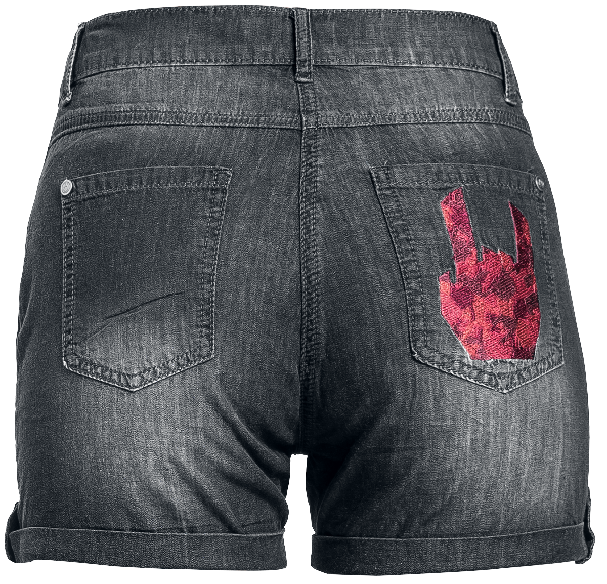 Short  de Collection EMP Stage - Short avec broderie rock hand - 27 à 31 - pour Femme - noir - Collection EMP Stage - View 2