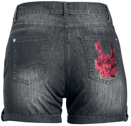 Short  de Collection EMP Stage - Short avec broderie rock hand - 27 à 31 - pour Femme - noir - Collection EMP Stage - View 2