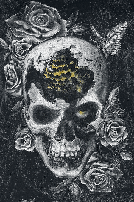 T-Shirt Manches courtes Gothic de Alchemy England - Bee Skull - S à 4XL - pour Femme - noir/gris - Alchemy England - View 2