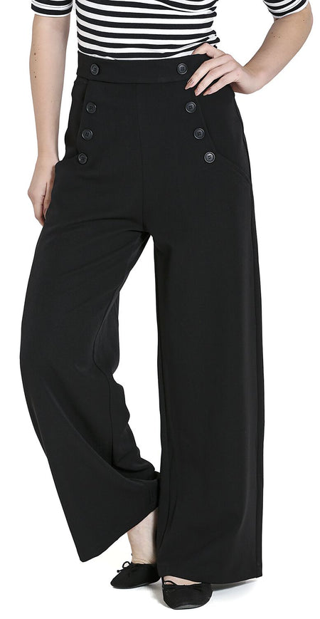 Pantalon en toile Rockabilly de Hell Bunny - Pantalon Swing Carlie - XS à 4XL - pour Femme - noir - hell bunny