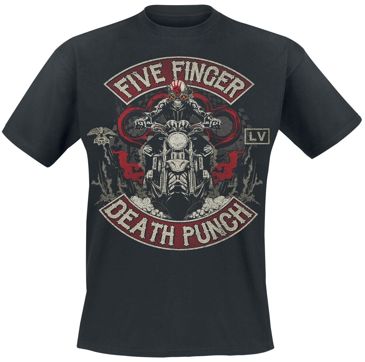 T-Shirt Manches courtes  de Five Finger Death Punch - Biker Skully - M à 3XL - pour Homme - noir - Five Finger Death Punch
