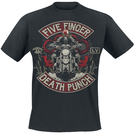 T-Shirt Manches courtes  de Five Finger Death Punch - Biker Skully - M à 3XL - pour Homme - noir - Five Finger Death Punch