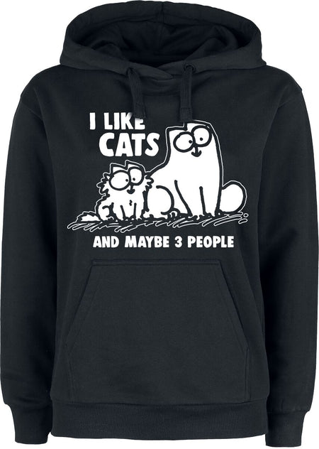 Sweat-shirt à capuche  de Simon's Cat - I Like Cats And Maybe 3 People - S à 3XL - pour Femme - noir - Simon's Cat