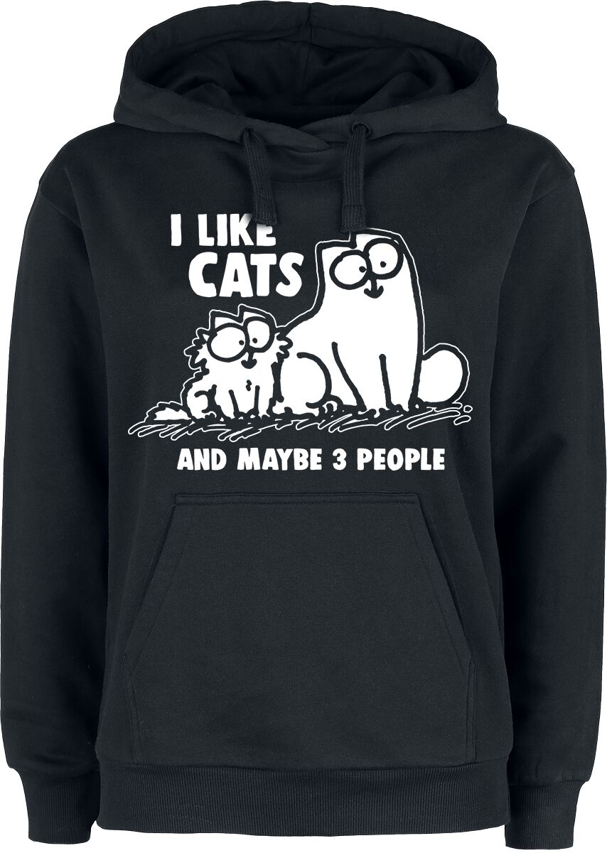 Sweat-shirt à capuche  de Simon's Cat - I Like Cats And Maybe 3 People - S à 3XL - pour Femme - noir - Simon's Cat