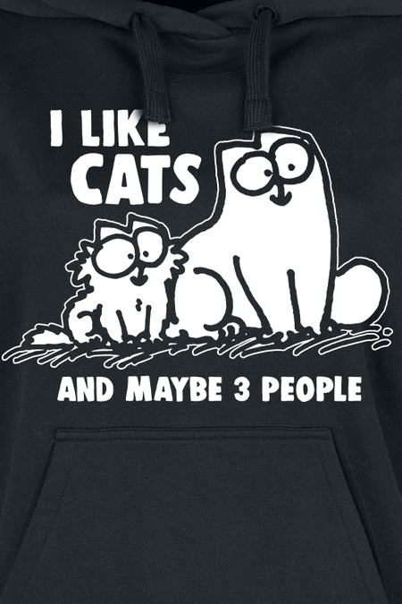 Sweat-shirt à capuche  de Simon's Cat - I Like Cats And Maybe 3 People - S à 3XL - pour Femme - noir - Simon's Cat - View 2