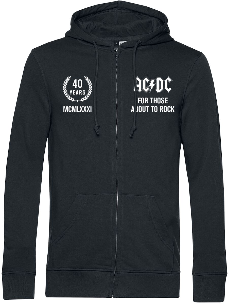 Sweat-shirt zippé à capuche  de AC/DC - For Those About To Rock - S à XXL - pour Homme - noir - AC/DC