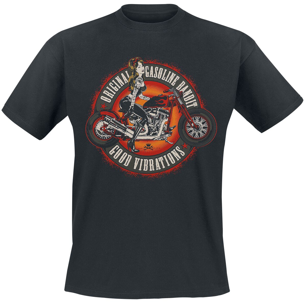 T-Shirt Manches courtes Rockabilly de Gasoline Bandit - Good Vibrations - S à 3XL - pour Homme - noir - Gasoline Bandit