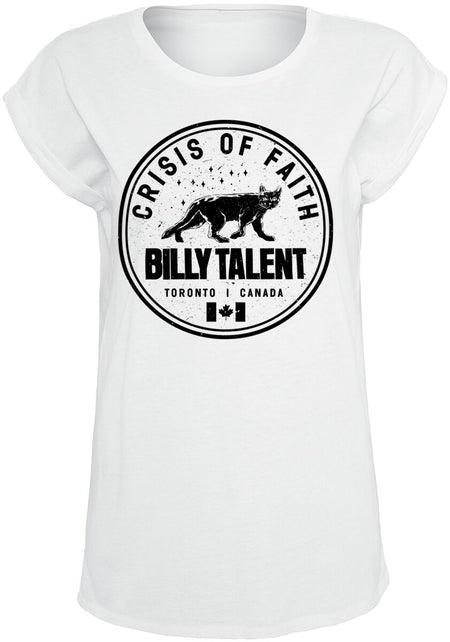 T-Shirt Manches courtes  de Billy Talent - Crisis Of Faith Circle Cat - S à XL - pour Femme - blanc - Billy Talent