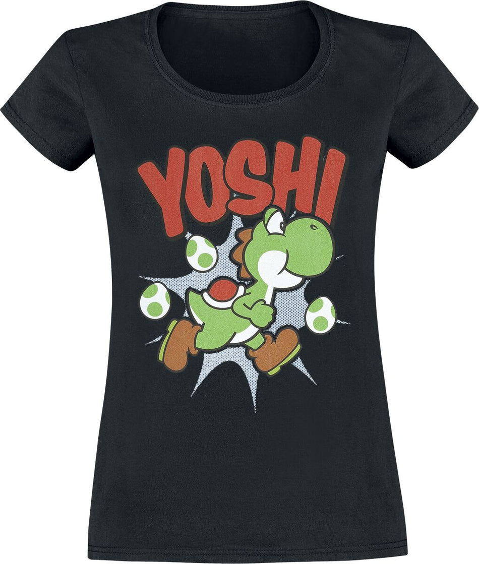 T-Shirt Manches courtes Gaming de Super Mario - Yoshi - S à XXL - pour Femme - noir - Super Mario