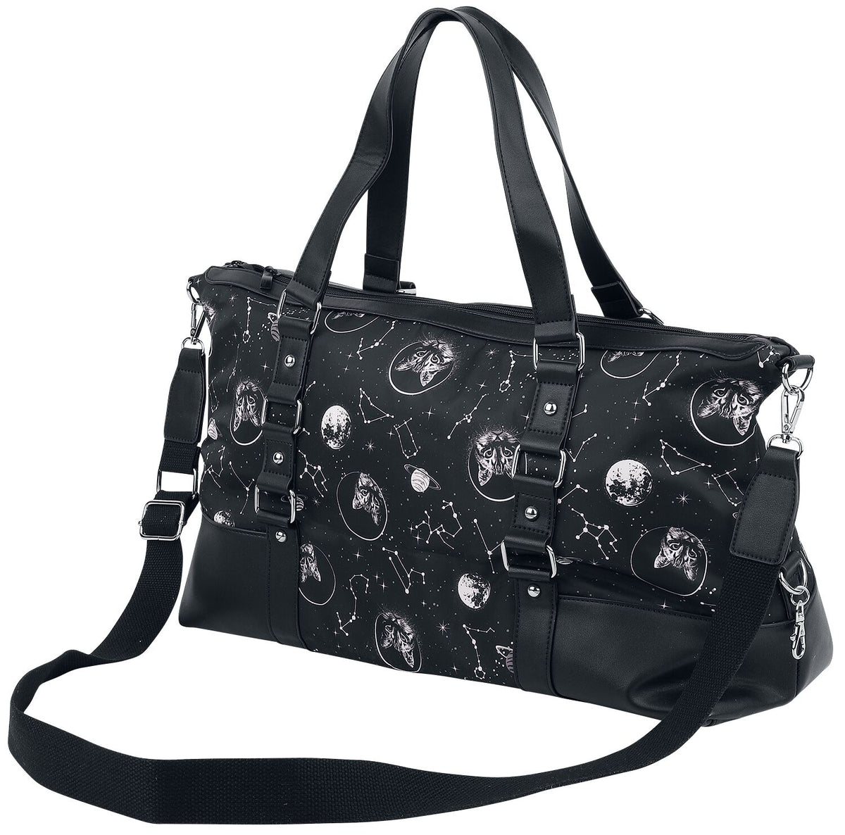 Sac à main Gothic de Banned Alternative - Space Cat - pour Femme - noir/blanc - Banned Alternative