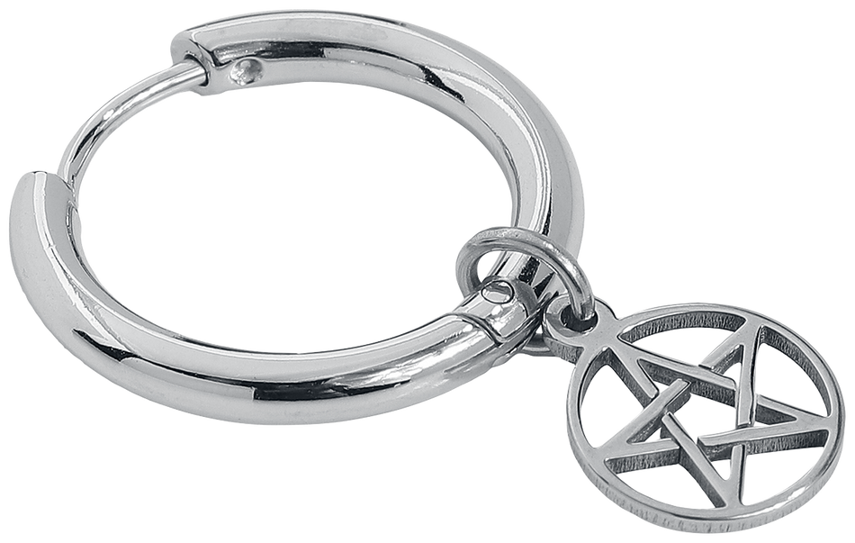 Boucles d'oreilles Gothic de etNox - Créoles Pentagramme - pour Femme - couleur argent - etNox - View 2