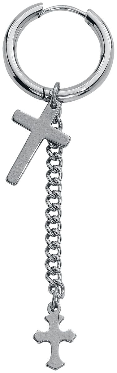 Boucles d'oreilles  de etNox - Créoles Croix - pour Femme - couleur argent - etNox