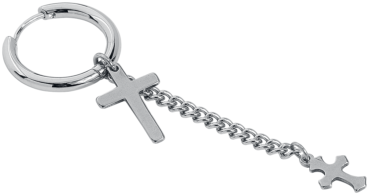 Boucles d'oreilles  de etNox - Créoles Croix - pour Femme - couleur argent - etNox - View 2