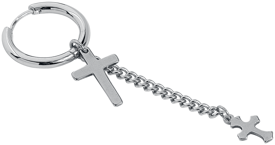 Boucles d'oreilles  de etNox - Créoles Croix - pour Femme - couleur argent - etNox - View 2