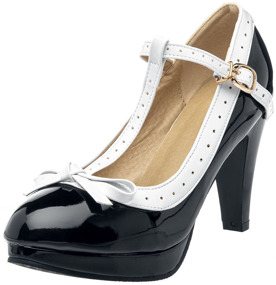 Talons hauts Rockabilly de Belsira - Retro Pumps - EU37 à EU40 - pour Femme - noir/blanc - Belsira