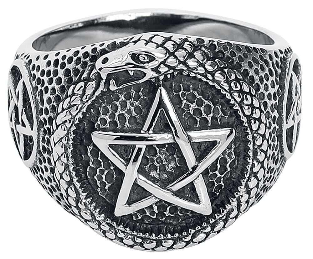 Bague Gothic de etNox hard and heavy - Pentagramme Serpent - pour Unisexe - couleur argent - etNox hard and heavy