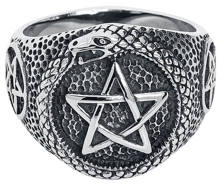 Bague Gothic de etNox hard and heavy - Pentagramme Serpent - pour Unisexe - couleur argent - etNox hard and heavy