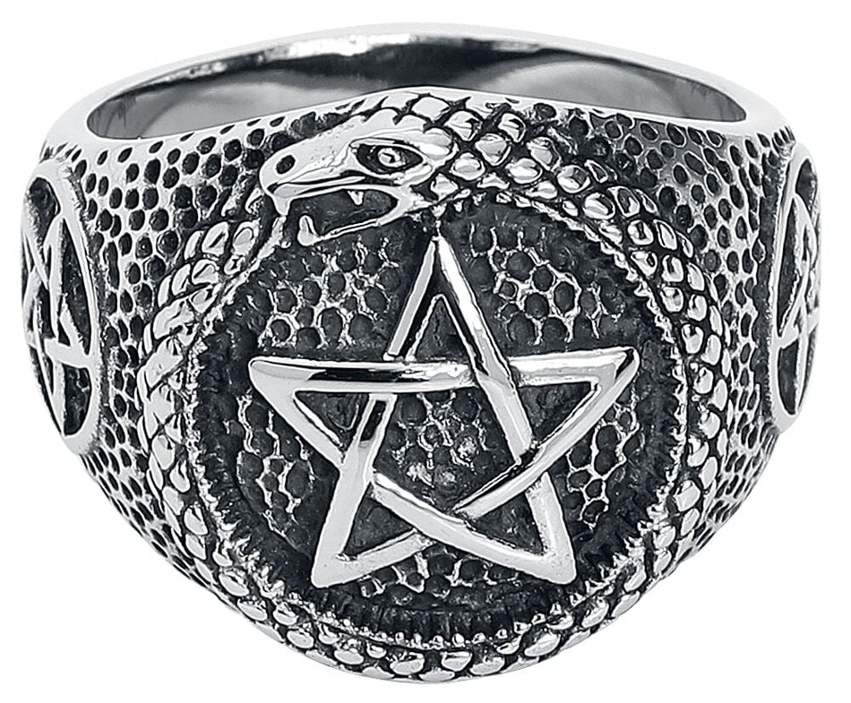 Bague Gothic de etNox hard and heavy - Pentagramme Serpent - pour Unisexe - couleur argent - etNox hard and heavy