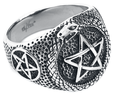 Bague Gothic de etNox hard and heavy - Pentagramme Serpent - pour Unisexe - couleur argent - etNox hard and heavy - View 2