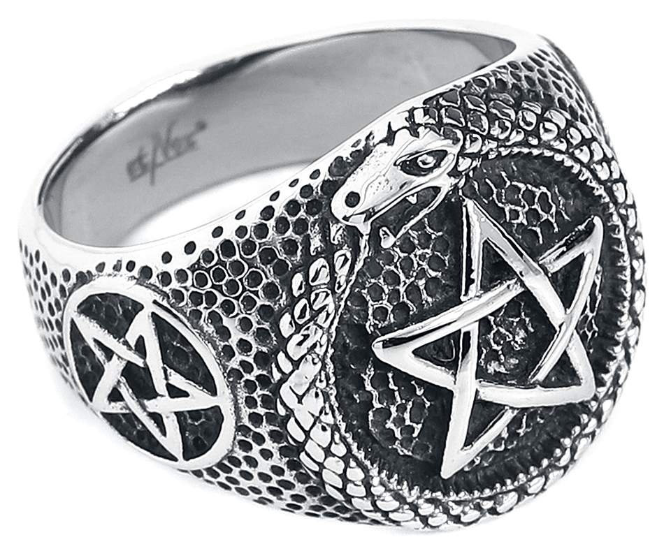 Bague Gothic de etNox hard and heavy - Pentagramme Serpent - pour Unisexe - couleur argent - etNox hard and heavy - View 2