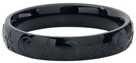 Bague Gothic de etNox - Lune & Pentacle - pour Unisexe - noir - etNox