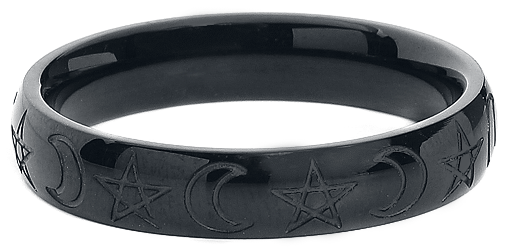 Bague Gothic de etNox - Lune & Pentacle - pour Unisexe - noir - etNox - View 2