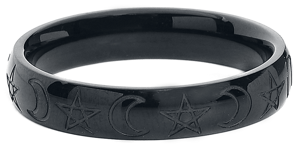 Bague Gothic de etNox - Lune & Pentacle - pour Unisexe - noir - etNox - View 2