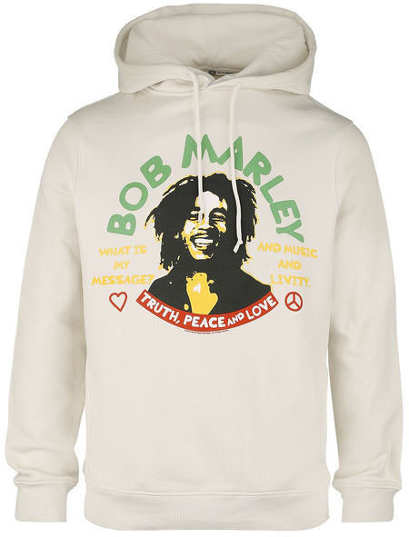 Sweat-shirt à capuche  de Bob Marley - Truth Peace & Love - S à XXL - pour Homme - sable - Bob Marley