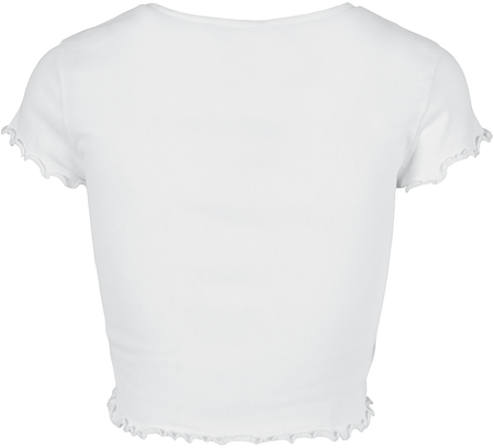 T-Shirt Manches courtes  de Urban Classics - T-Shirt Rib Boutonné Crop - XS à L - pour Femme - blanc - Urban Classics - View 2