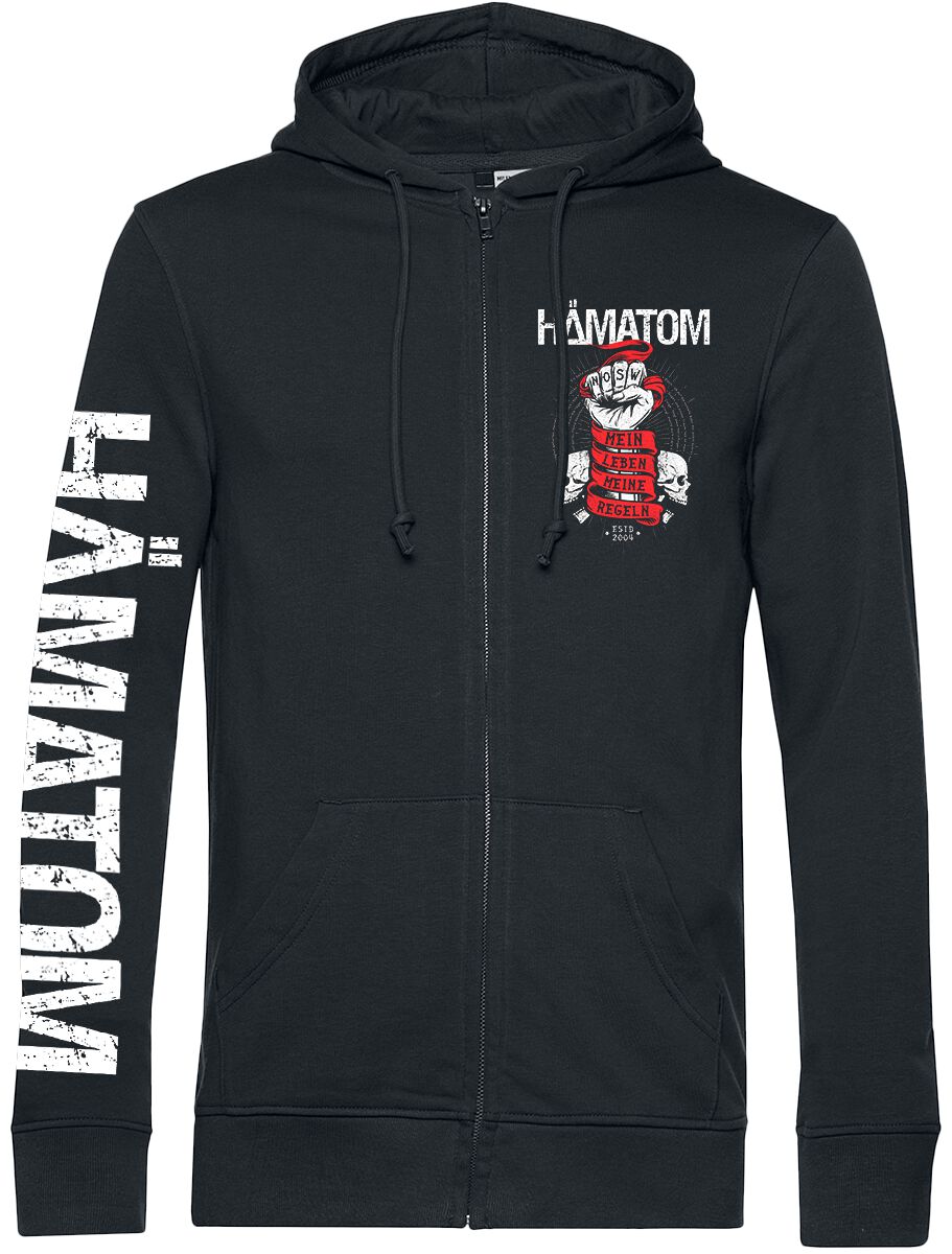Sweat-shirt zippé à capuche  de Hämatom - Mein Leben - Meine Regeln - S à 3XL - pour Homme - noir - Hämatom