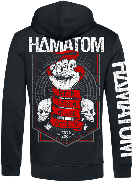 Sweat-shirt zippé à capuche  de Hämatom - Mein Leben - Meine Regeln - S à 3XL - pour Homme - noir - Hämatom - View 2