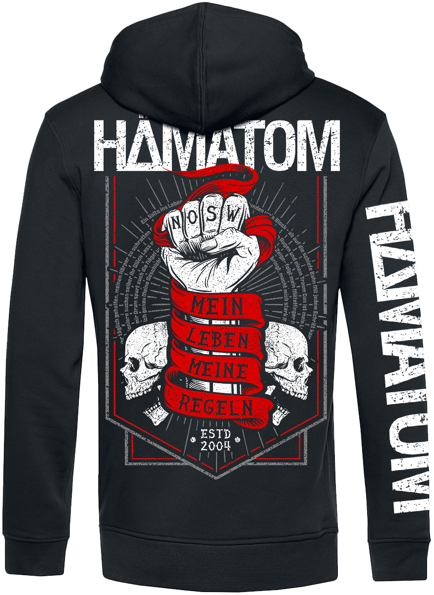 Sweat-shirt zippé à capuche  de Hämatom - Mein Leben - Meine Regeln - S à 3XL - pour Homme - noir - Hämatom - View 2