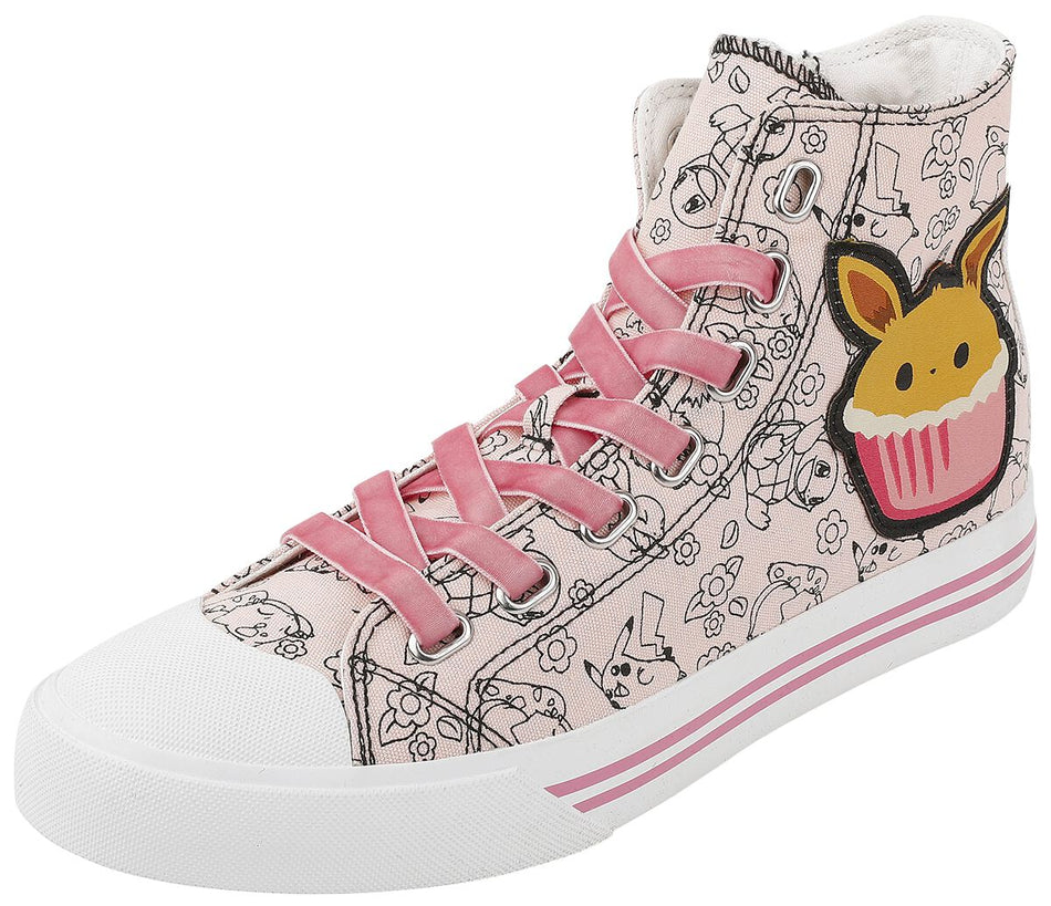 Baskets hautes Gaming de Pokémon - Evoli - Cupcake - EU37 à EU42 - pour Femme - rose/blanc - Pokémon