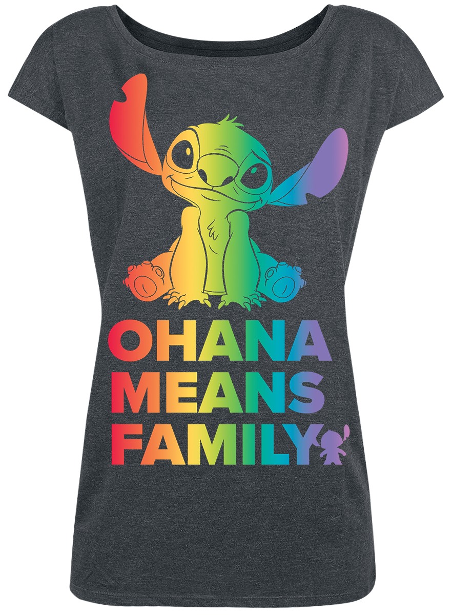 T-Shirt Manches courtes Disney de Lilo & Stitch - Ohana - Arc-En-Ciel - S à XXL - pour Femme - gris - Lilo & Stitch - View 2