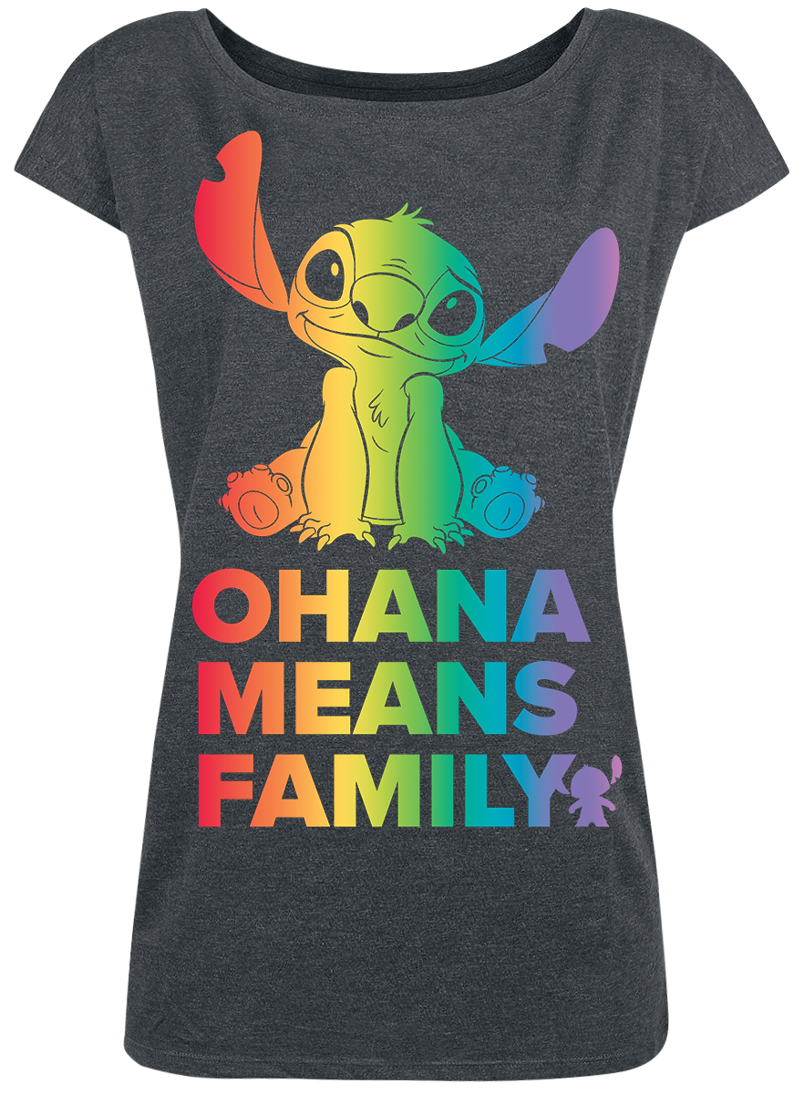 T-Shirt Manches courtes Disney de Lilo & Stitch - Ohana - Arc-En-Ciel - S à XXL - pour Femme - gris - Lilo & Stitch - View 2