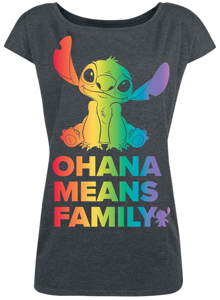T-Shirt Manches courtes Disney de Lilo & Stitch - Ohana - Arc-En-Ciel - S à XXL - pour Femme - gris - Lilo & Stitch - View 2