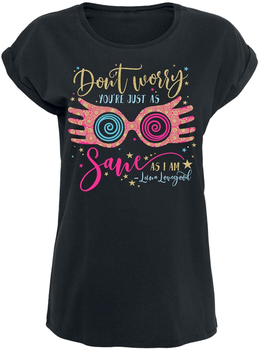 T-Shirt Manches courtes  de Harry Potter - Don't Worry - Luna Lovegood - S à XXL - pour Femme - noir - Harry Potter