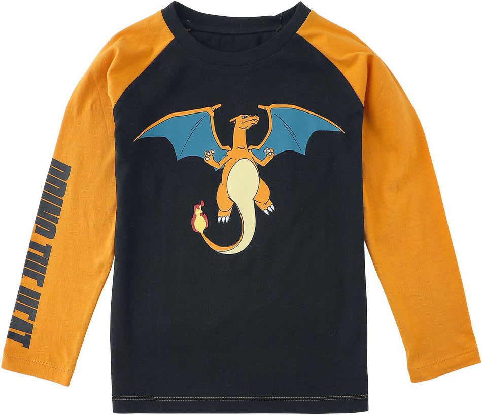 Manches longues Gaming de Pokémon - Enfants - Dracaufeu - Bring The Heat - 122/128 à 158/164 - pour filles & garçonse - noir/orange - Pokémon